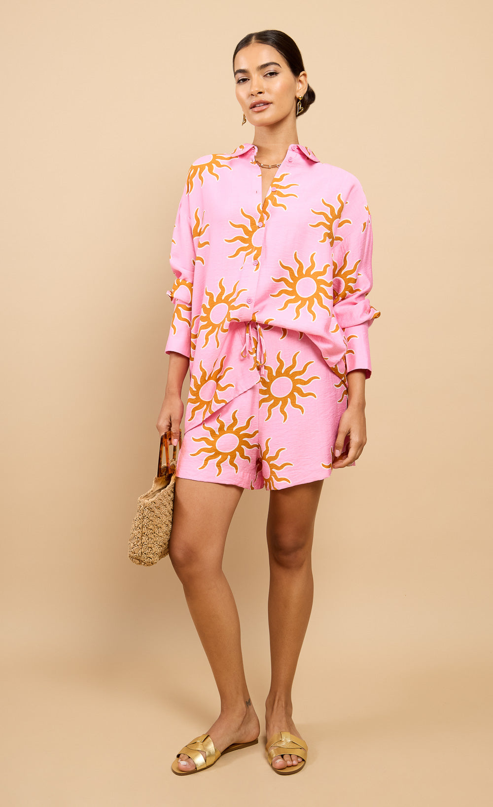 Anneliese Pink Sun Print Shirt Vicky Pattison EDIT