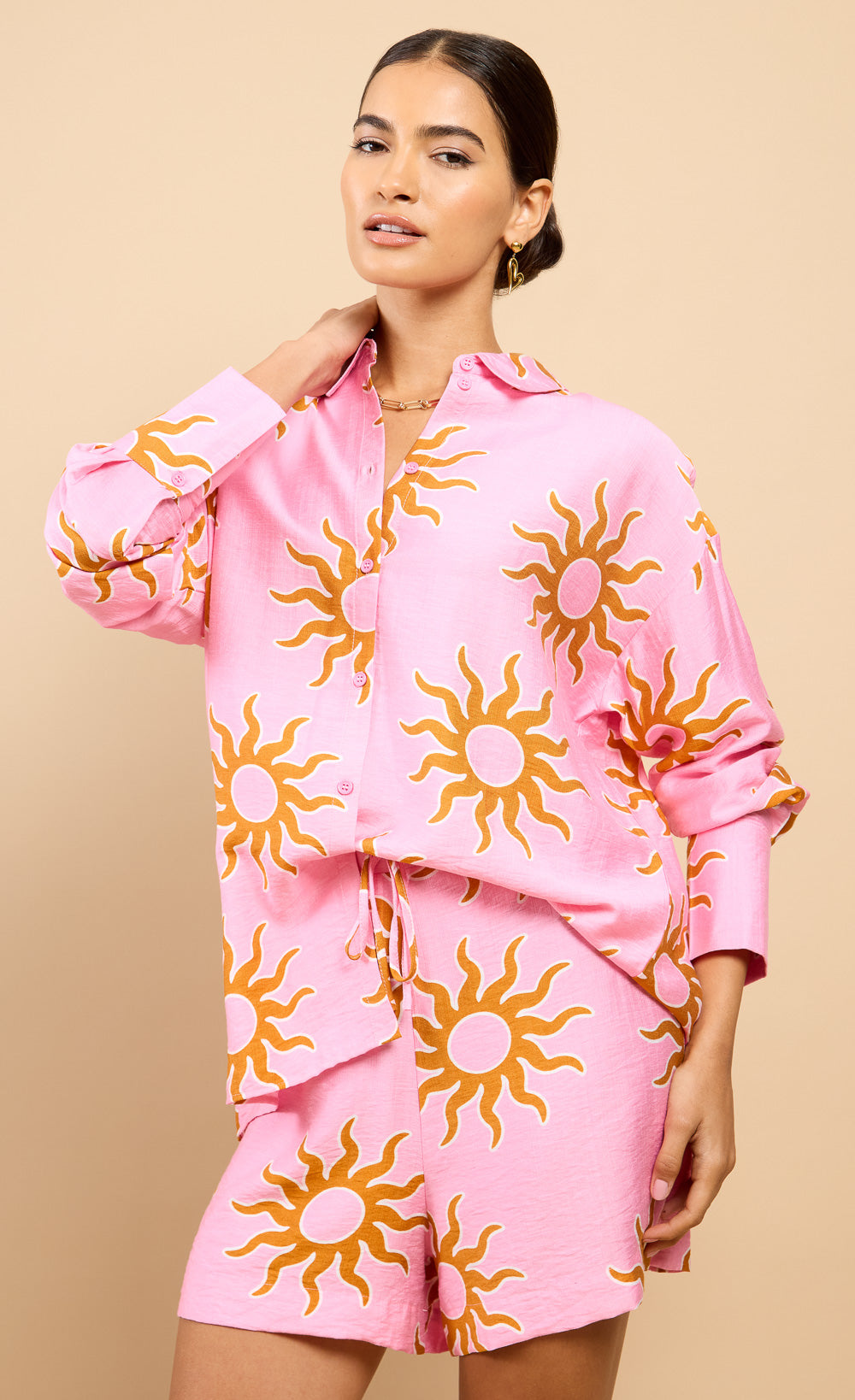 Anneliese Pink Sun Print Shirt Vicky Pattison EDIT