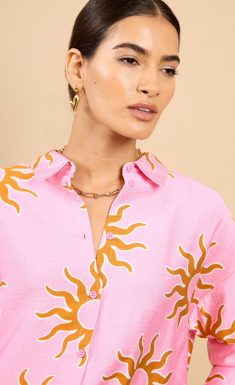 Anneliese Pink Sun Print Shirt Vicky Pattison EDIT