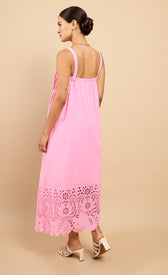 Astrid Pink Embroidered Hem Midaxi Dress Vicky Pattison EDITDressesEmbroidered DressLittle Mistress