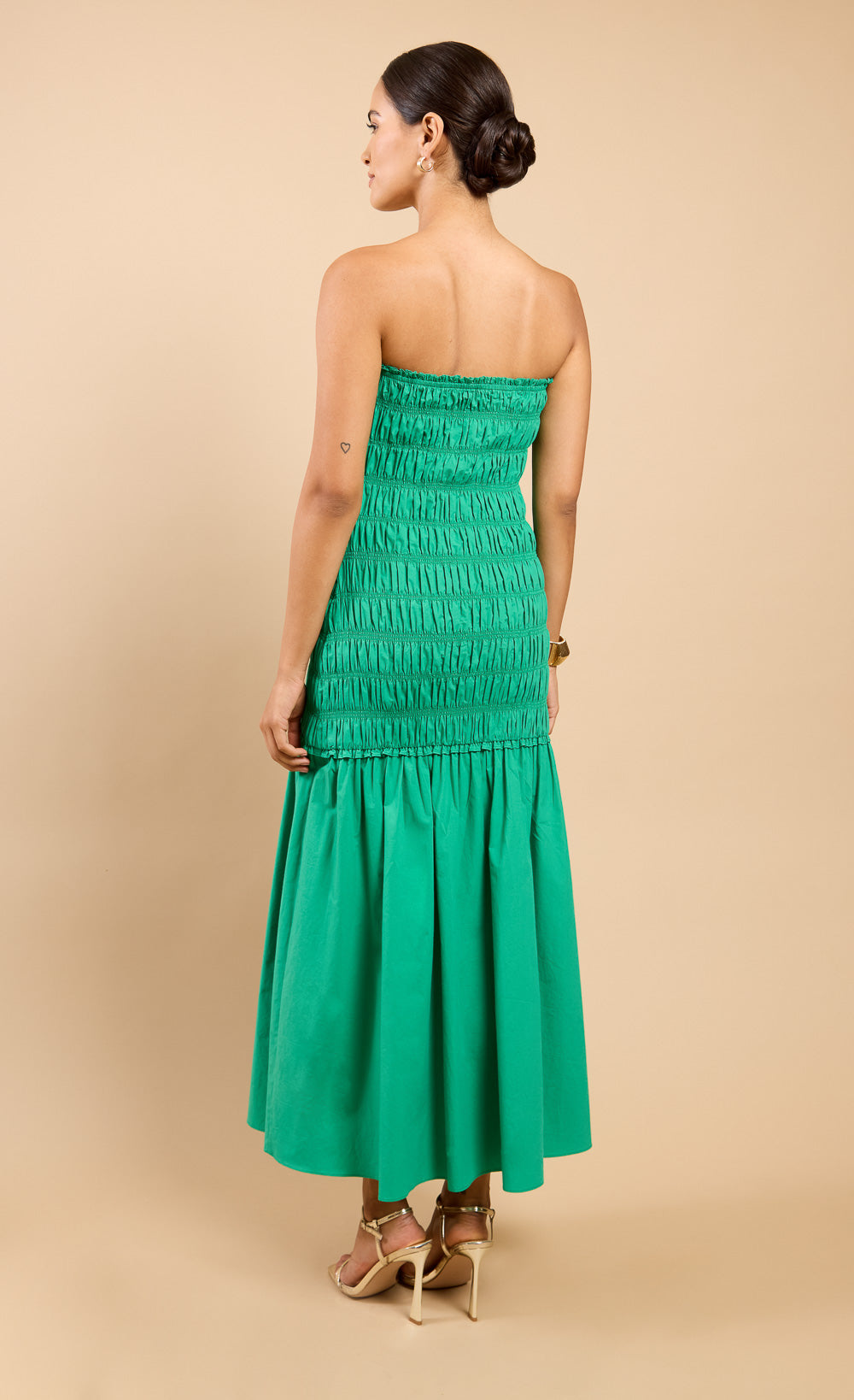 Delphina Green Bandeau Dropped Waist Maxi Dress Vicky Pattison EDIT
