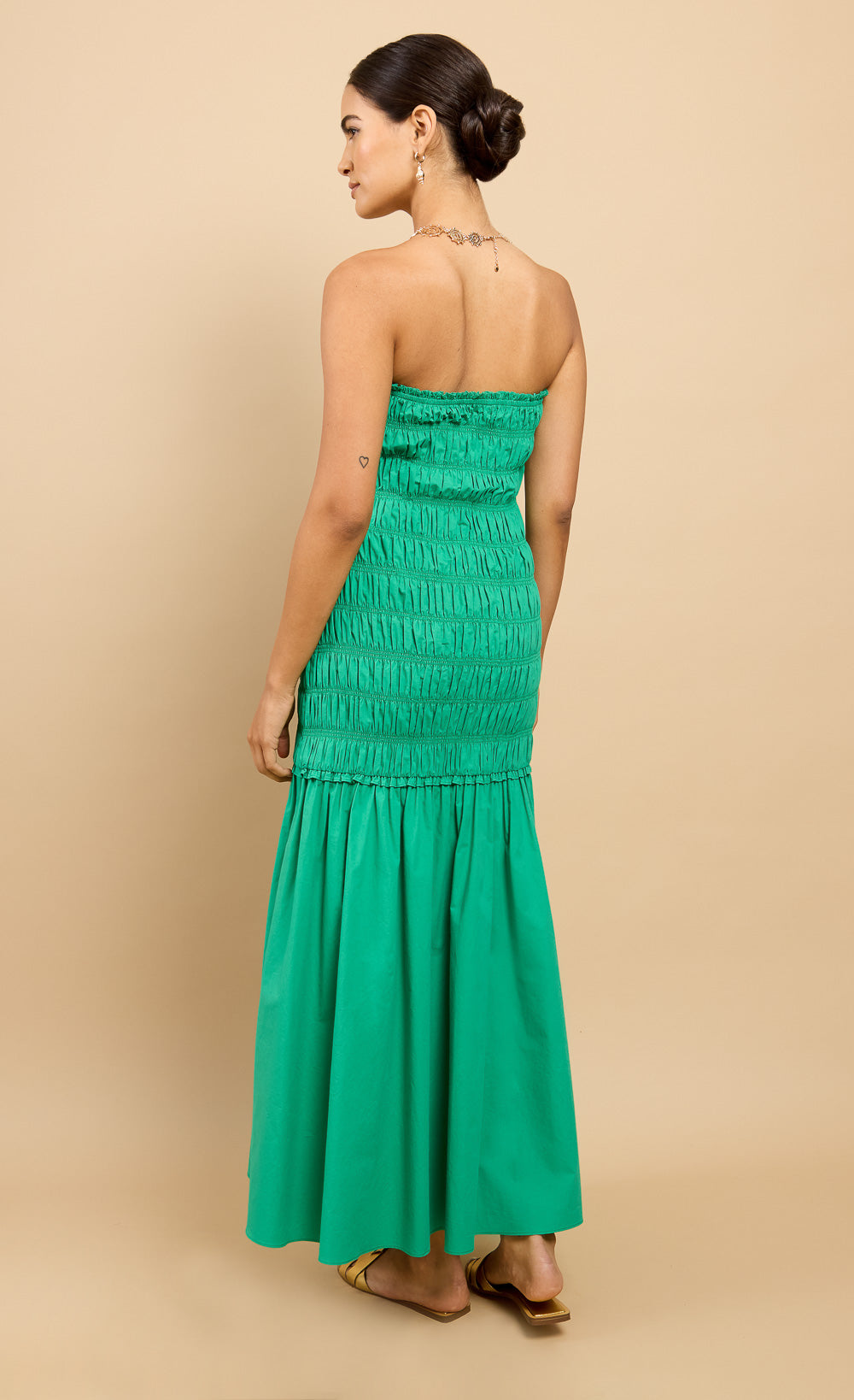 Delphina Green Bandeau Dropped Waist Maxi Dress Vicky Pattison EDIT