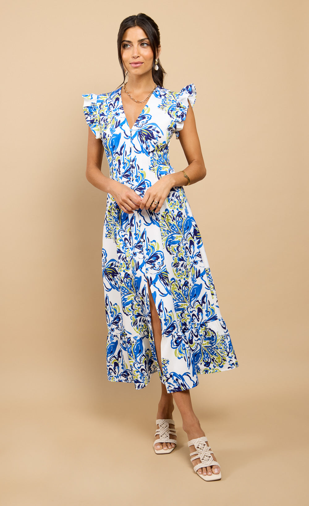 Blue Floral Midaxi Dress