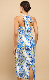 Anya Blue Floral Print Halterneck Midaxi DressDressesHalterneck DressLittle Mistress