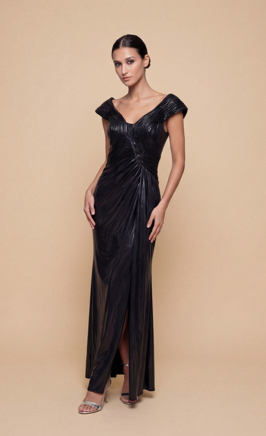 Sylva Navy Metallic Maxi DressDressesMetallic DressLittle Mistress