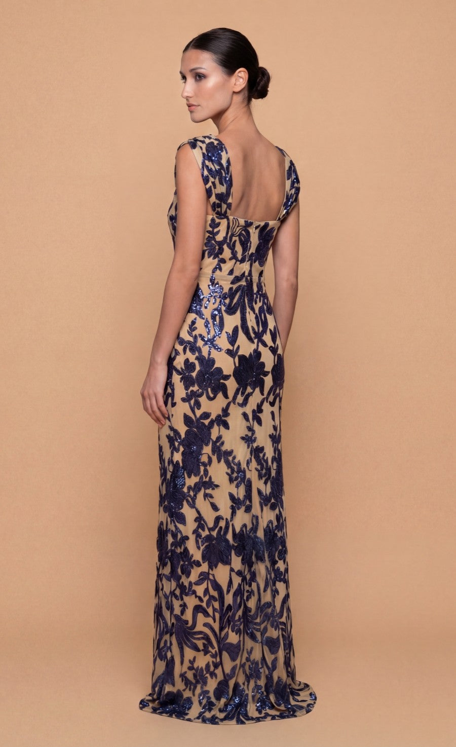 Thomasine Navy Floral Gathered Maxi Dress