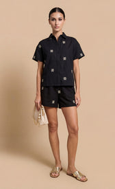 Black Embroidered Cotton ShortsShortsEmbroidered ShortsLittle Mistress