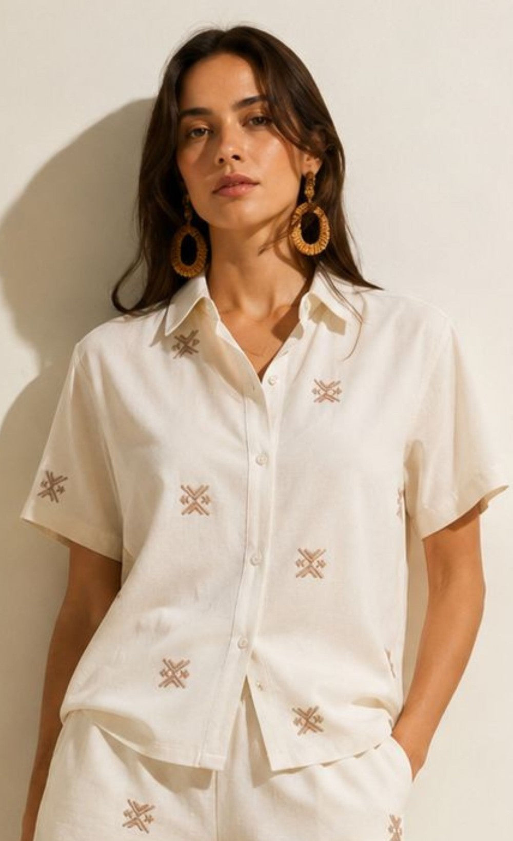 White Embroidered Cotton Shirt