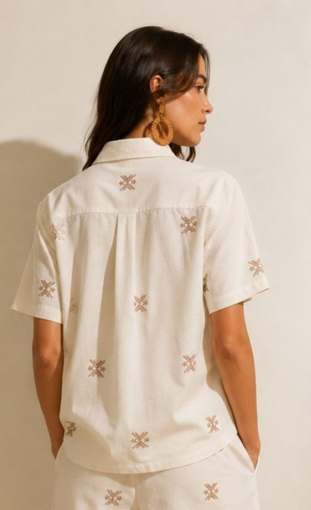 White Embroidered Cotton Shirt