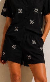 Black Embroidered Cotton ShortsShortsEmbroidered ShortsLittle Mistress