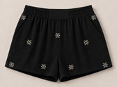 Black Embroidered Cotton ShortsShortsEmbroidered ShortsLittle Mistress