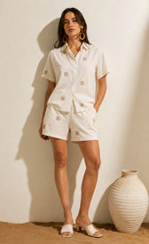 White Embroidered Cotton ShortsShortsEmbroidered ShortsLittle Mistress