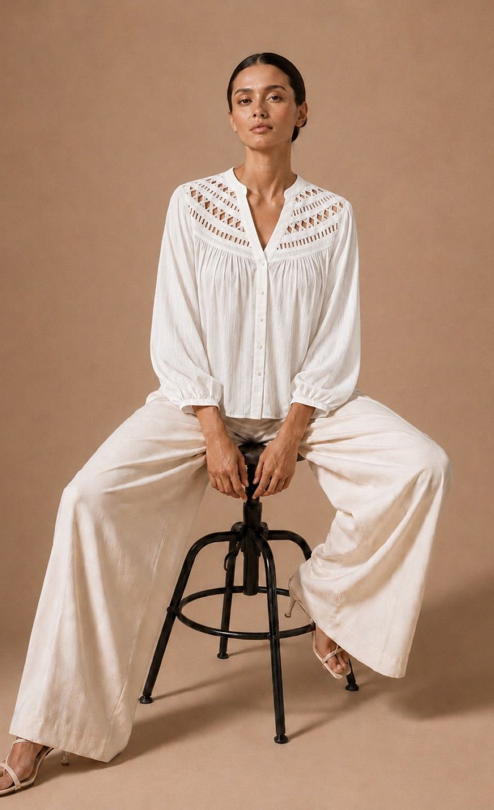 White Cutwork Detail Shirt