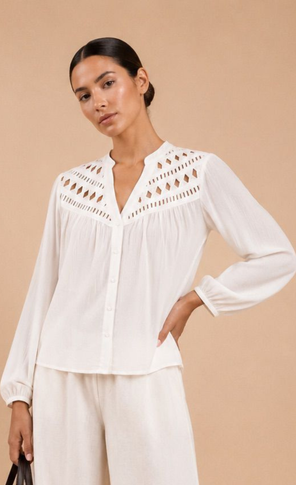 White Cutwork Detail Shirt