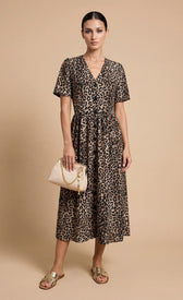 Animal Print Crepe Button-Down Midi DressDressesButton-Down DressLittle Mistress