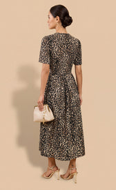 Animal Print Crepe Button-Down Midi DressDressesButton-Down DressLittle Mistress