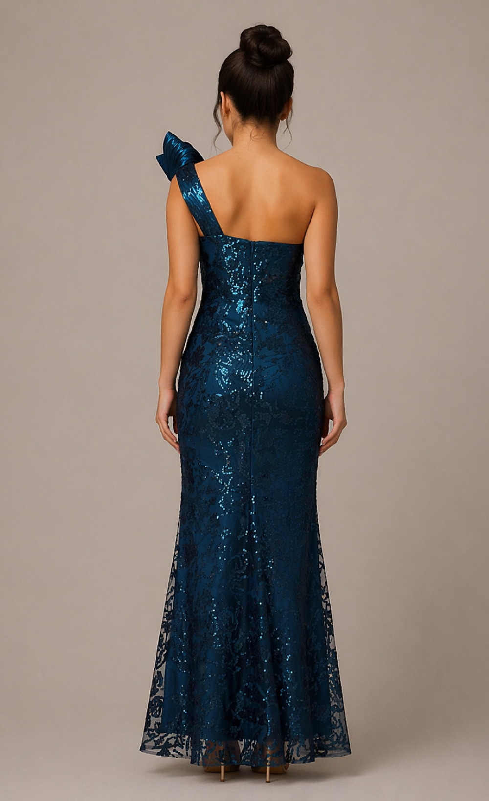 Theodora Blue Embellished Swirl Detail Maxi Dress