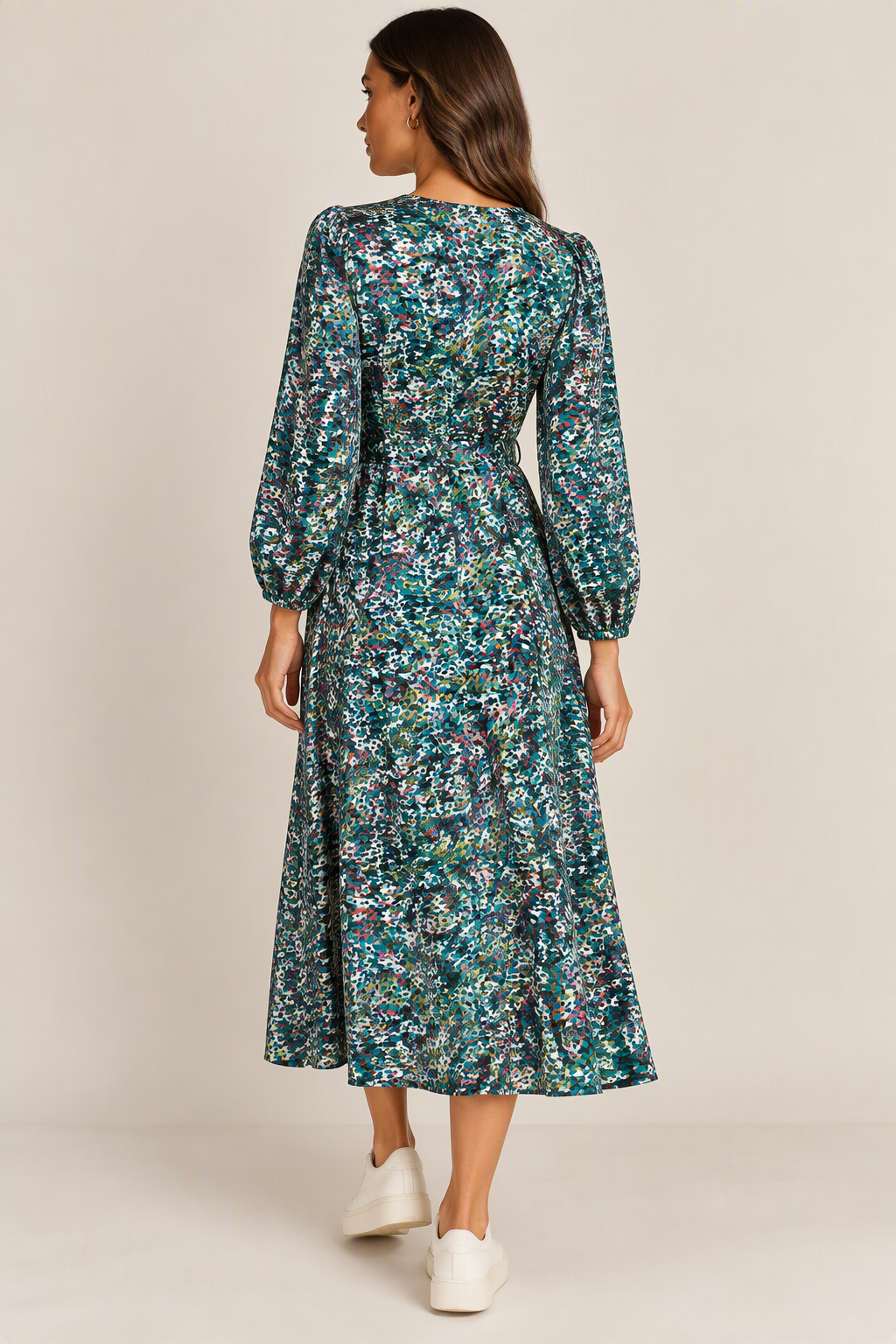 Satin Print Midaxi Dress