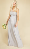 Luanna Ice Grey Embellished One-Shoulder Maxi Dress