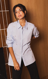 Bronte Blue Embellished ShirtShirtsEmbellished ShirtLittle Mistress
