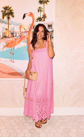 Astrid Pink Embroidered Hem Midaxi Dress Vicky Pattison EDITDressesEmbroidered DressLittle Mistress