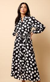 Saffron and Amber Monochrome Spot Print Midi DressDressesDressesLittle Mistress