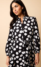 Saffron and Amber Monochrome Spot Print Midi DressDressesDressesLittle Mistress