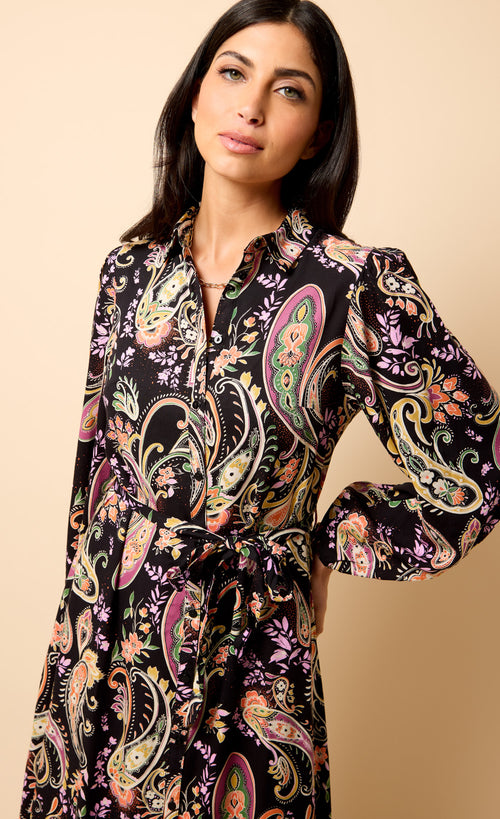 Saffron and Amber  Pastel Paisley Print Midi Dress