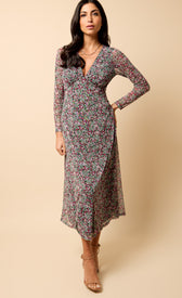 Saffron and Amber Ditsy Floral Print Midi DressDressesDressesLittle Mistress