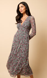 Saffron and Amber Ditsy Floral Print Midi DressDressesDressesLittle Mistress