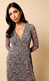 Saffron and Amber Ditsy Floral Print Midi DressDressesDressesLittle Mistress