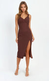 Chocolate Brown Knot Front Midi Dress by Chloe Lewis