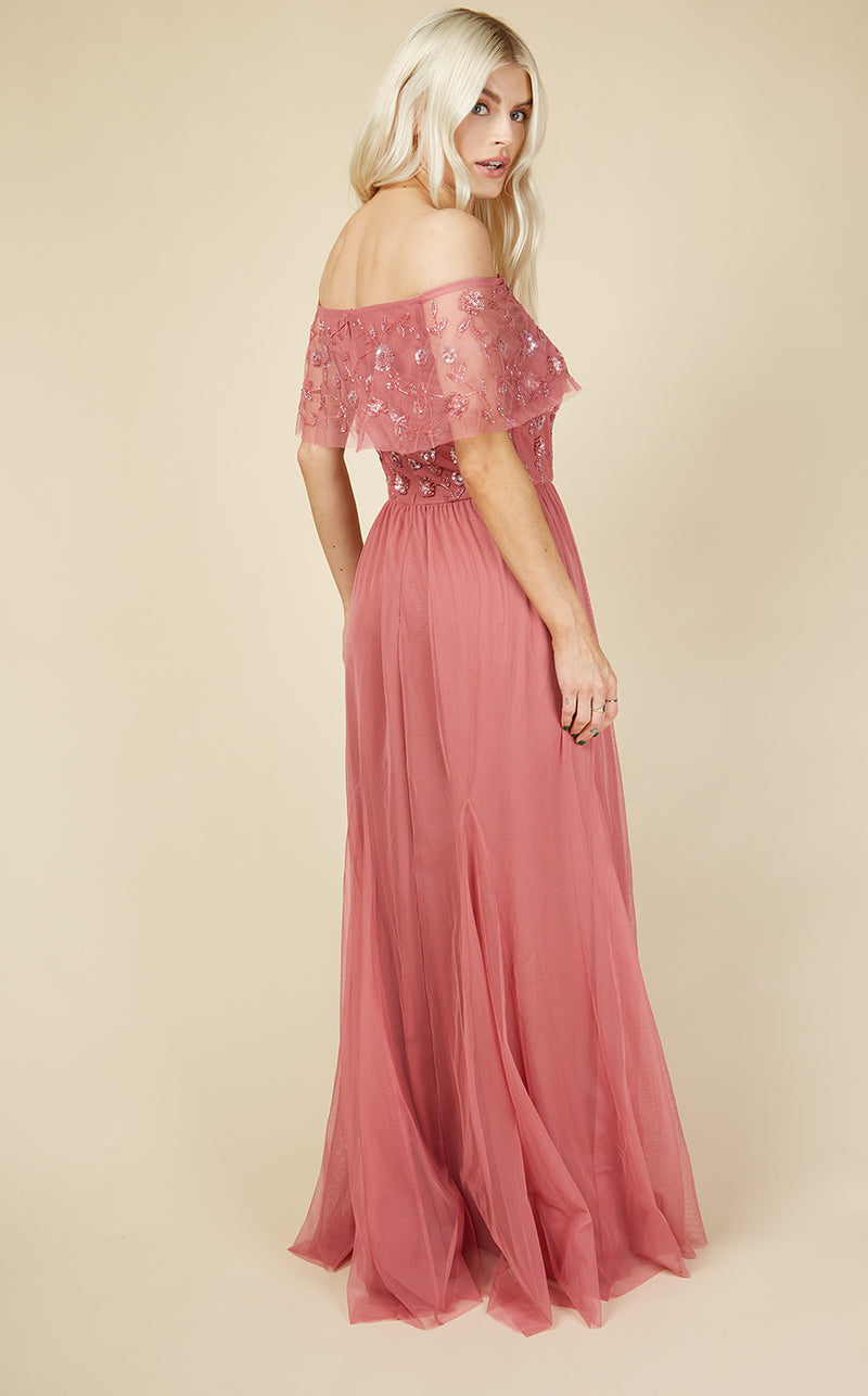 Nadine Rose Embellished Bardot Maxi Dress