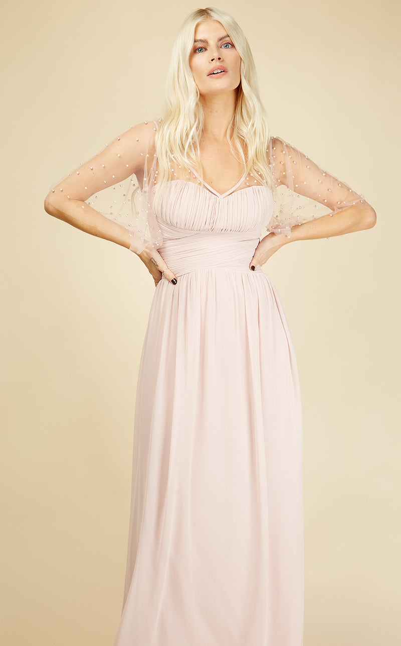 Melissa Blush Angel Sleeve Maxi Dress