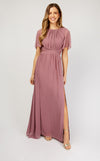 Mauve Angel Sleeve Maxi Dress