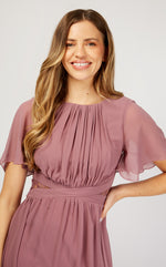 Mauve Angel Sleeve Maxi Dress