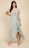 Waterlily Cold-Shoulder Wrap Maxi Dress