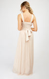 Nude Pleated Bridesmaid Maxi Dress