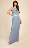 Alexa Dusty Blue Pleated Maxi Dress