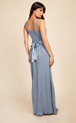 Alexa Dusty Blue Pleated Maxi Dress