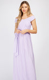 Lilac Crossover Bardot Maxi Dress