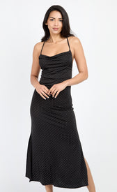 Black Embellished Slinky Cowl Neck Midi Dress by Chloe LewisDressesEmbellished DressLittle Mistress
