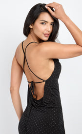 Black Embellished Slinky Cowl Neck Midi Dress by Chloe LewisDressesEmbellished DressLittle Mistress