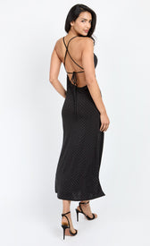 Black Embellished Slinky Cowl Neck Midi Dress by Chloe LewisDressesEmbellished DressLittle Mistress