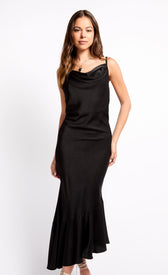 iSKA Black Satin Asymmetric Hem Midaxi DressDressesDressesLittle Mistress