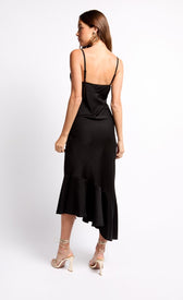 iSKA Black Satin Asymmetric Hem Midaxi DressDressesDressesLittle Mistress