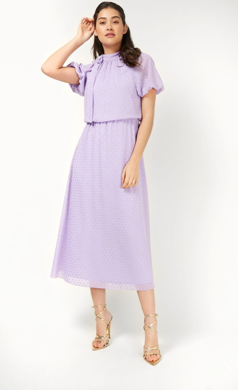 Campbell Lilac And Gold Spot Midi Dress