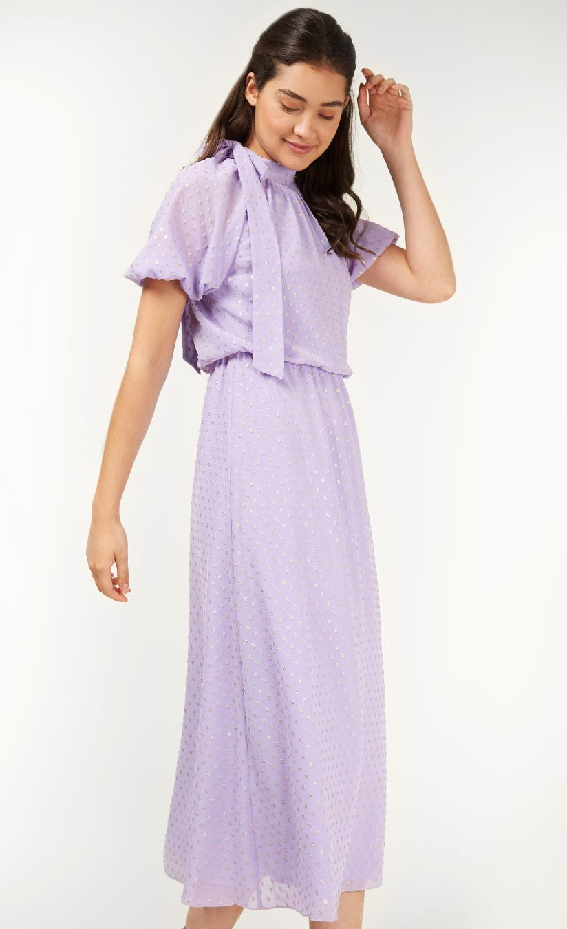 Campbell Lilac And Gold Spot Midi Dress