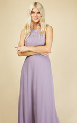 Silva Bridesmaid Lavender Lace Top Maxi Dress