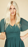 Russo Bridesmaid Pine Angel Sleeve Maxi Dress